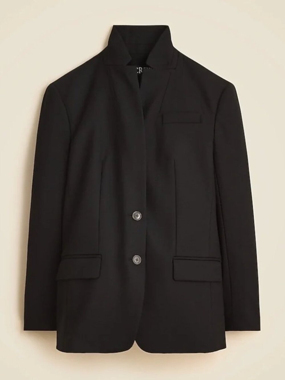 J. Crew Size 12 Classic Black Standing collar blazer in wool-blend flannel NWT